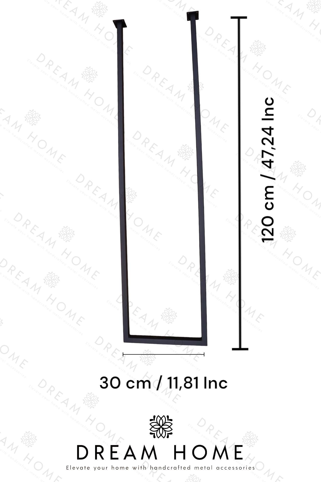 Vertical Minimalist Black Towel Rack | Ceiling-Mounted Metal Frame | 120x30cm Modern Bathroom Decor