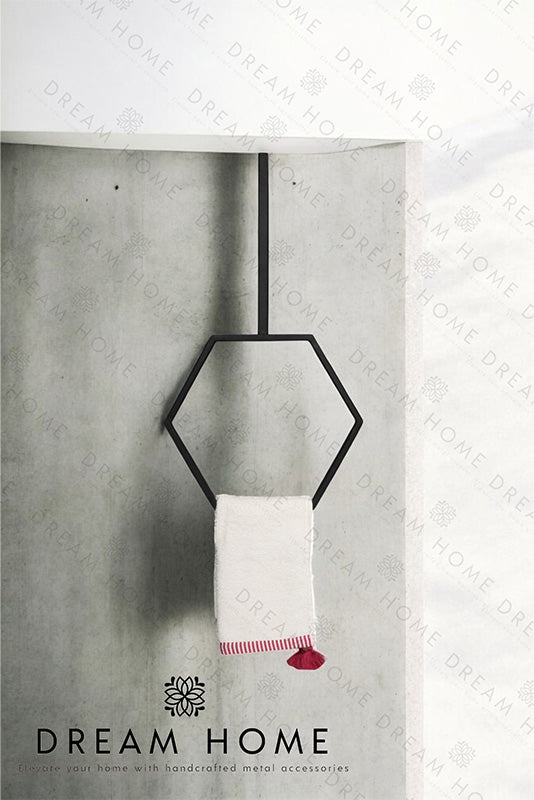Contemporary Hexagonal Metal Towel Ring for the Bathroom