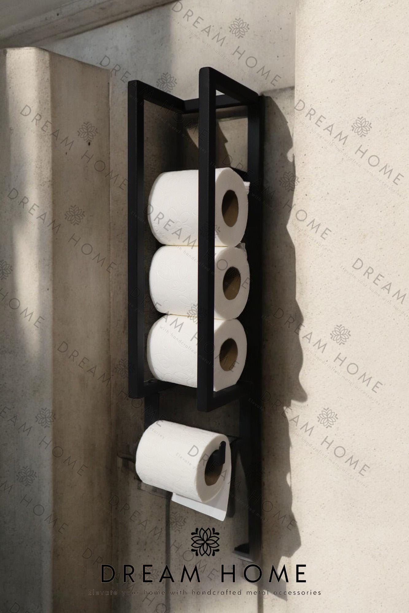 Metal Roll Holder, Wall Mount Bathroom Rack, Contemporary Bathroom Decor