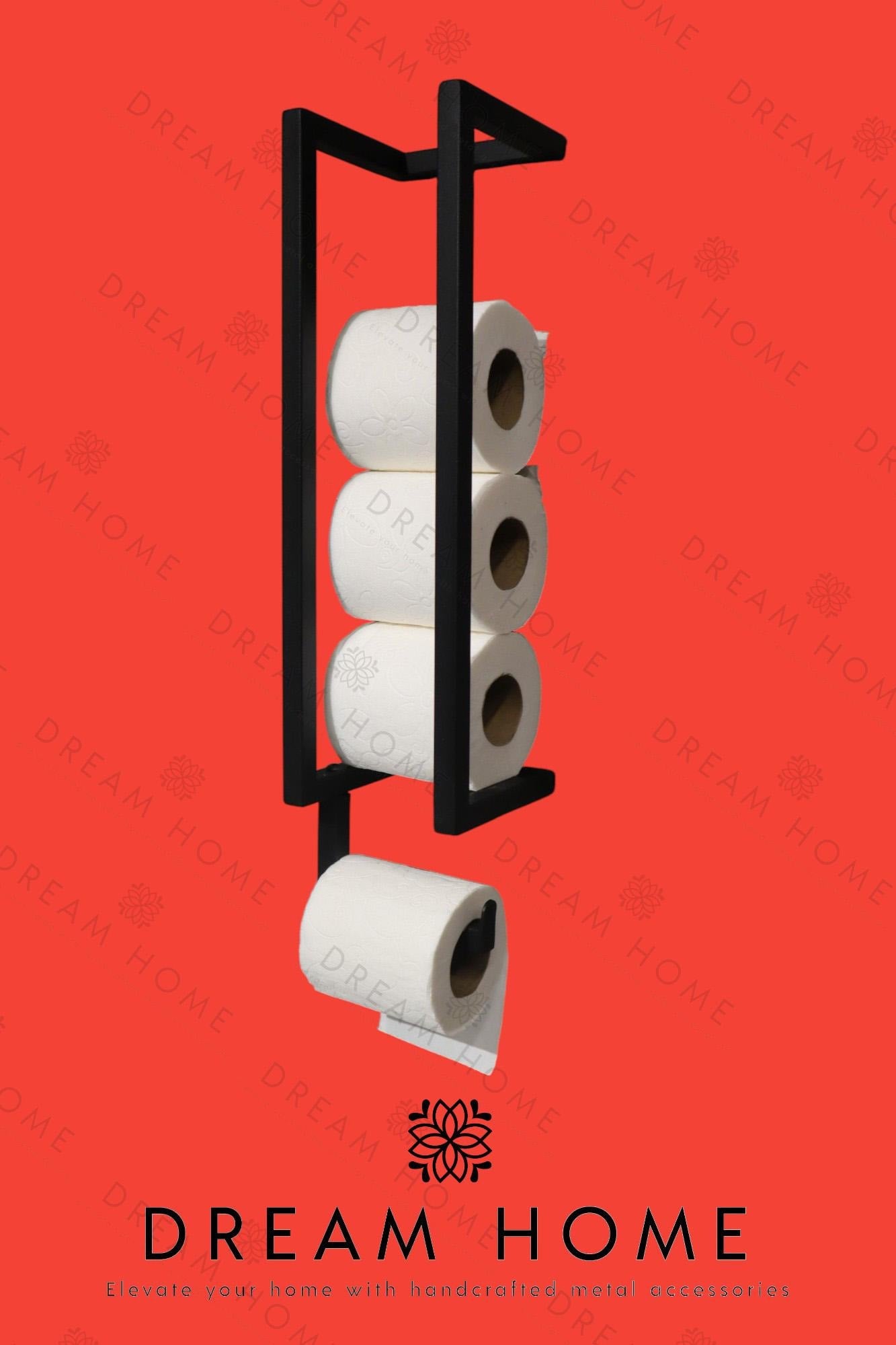 Metal Roll Holder, Wall Mount Bathroom Rack, Contemporary Bathroom Decor