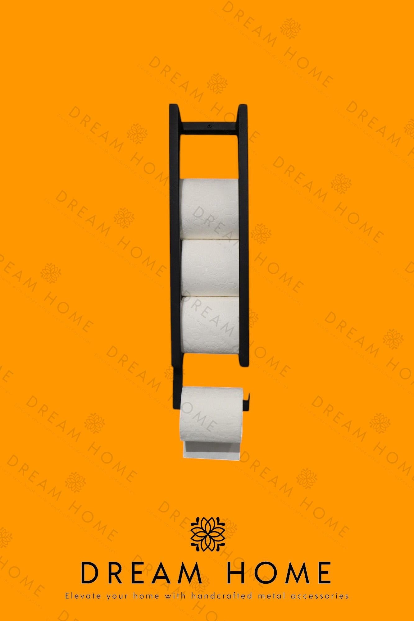 Metal Roll Holder, Wall Mount Bathroom Rack, Contemporary Bathroom Decor