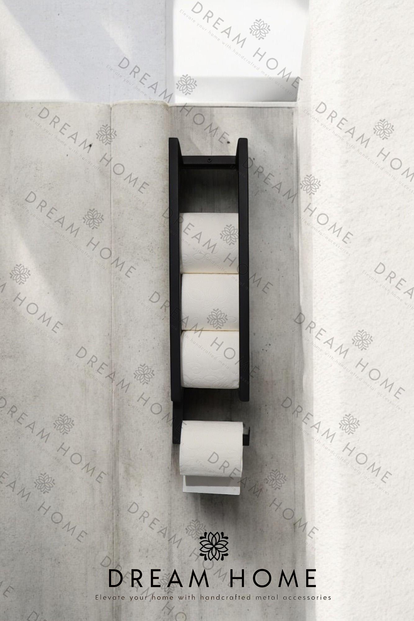 Metal Roll Holder, Wall Mount Bathroom Rack, Contemporary Bathroom Decor